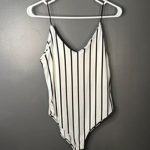 White with black stripes bodysuit